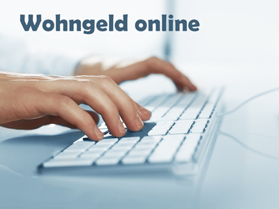 Wohngeldantrag online Hände auf Tastatur