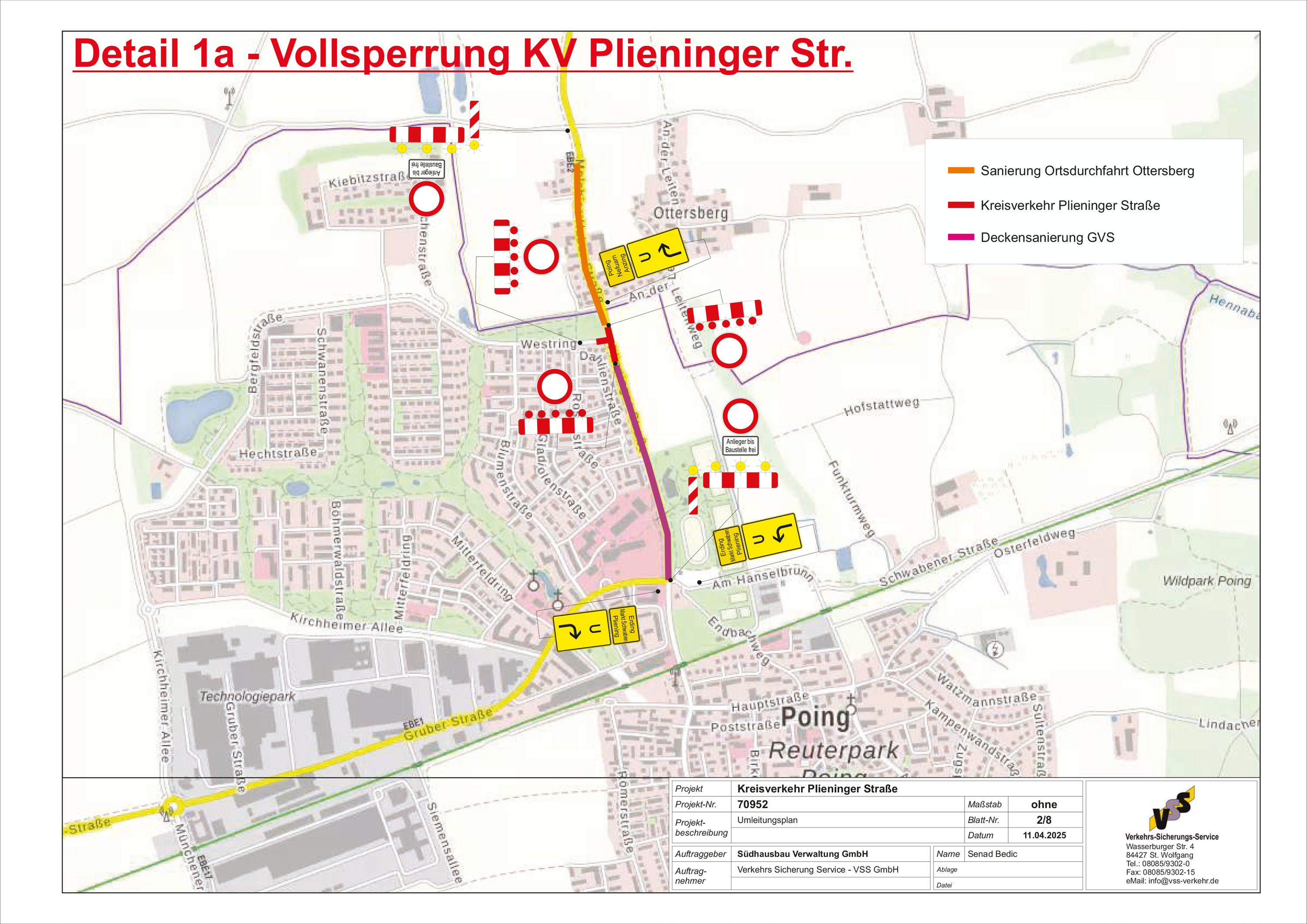Bauarbeiten an der Plieninger Straße zwischen Ottersberg und Poing
