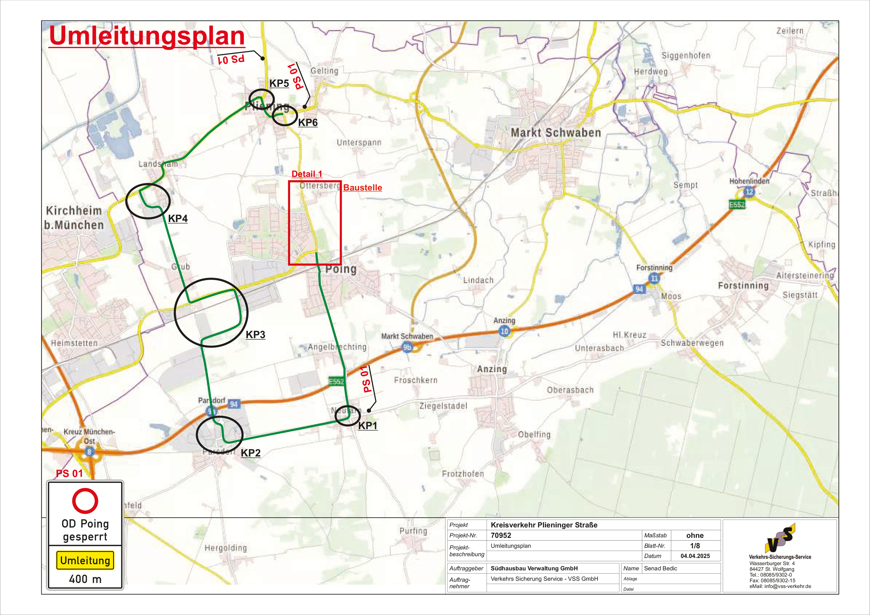 Bauarbeiten an der Plieninger Straße zwischen Ottersberg und Poing